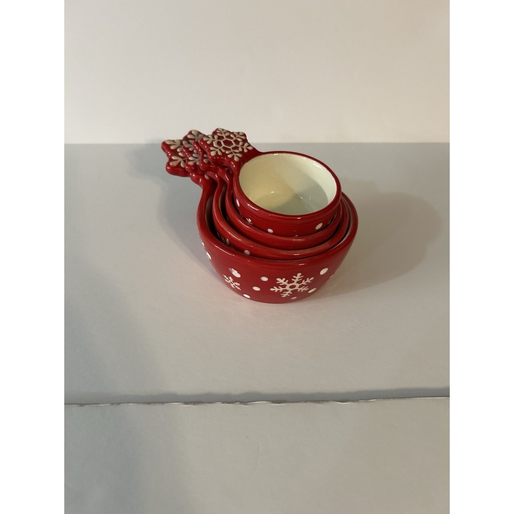 Christmas Kitchen‎ Measuring Cups Earthenware 1/4,1/3,1/2&1 Cup Capacity